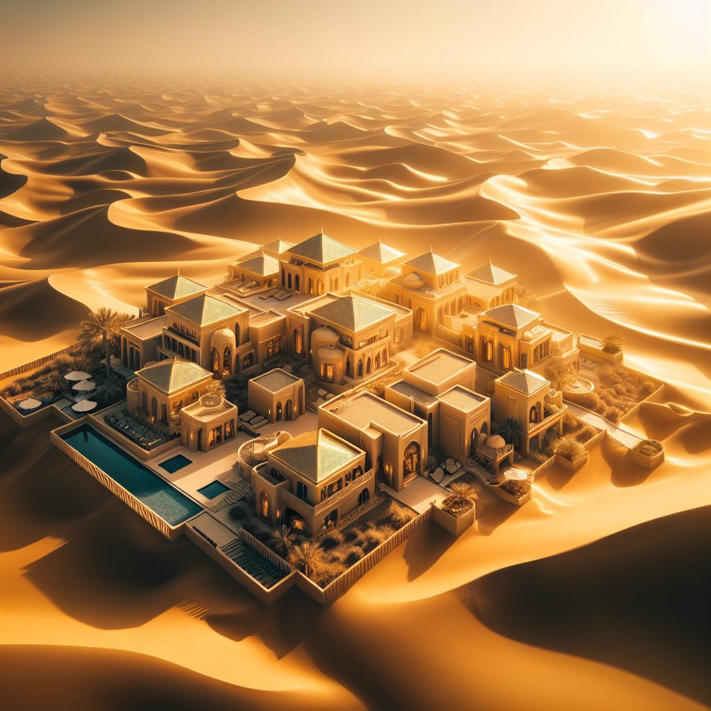 Abu Dhabi Desert Mirage Villas with Golden Reflection