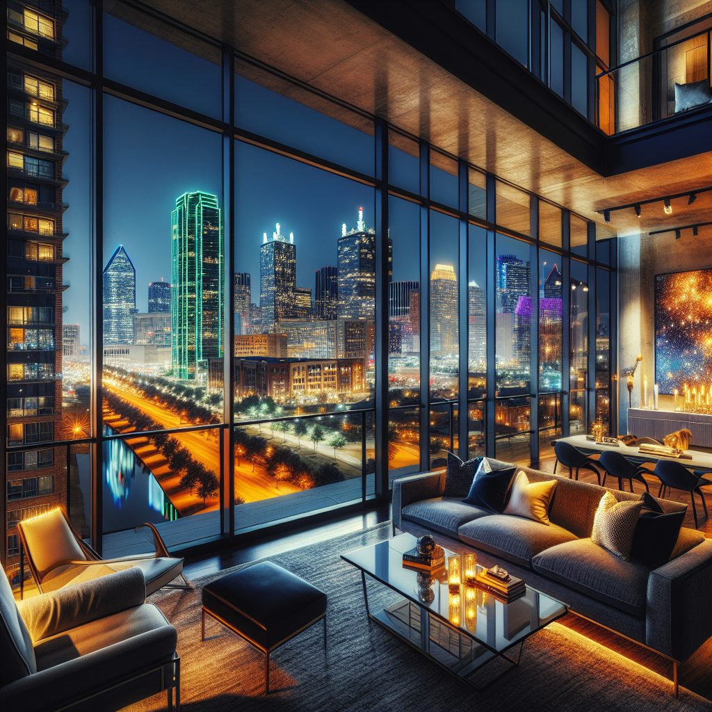 Dallas High Rise Rooms with City Lights