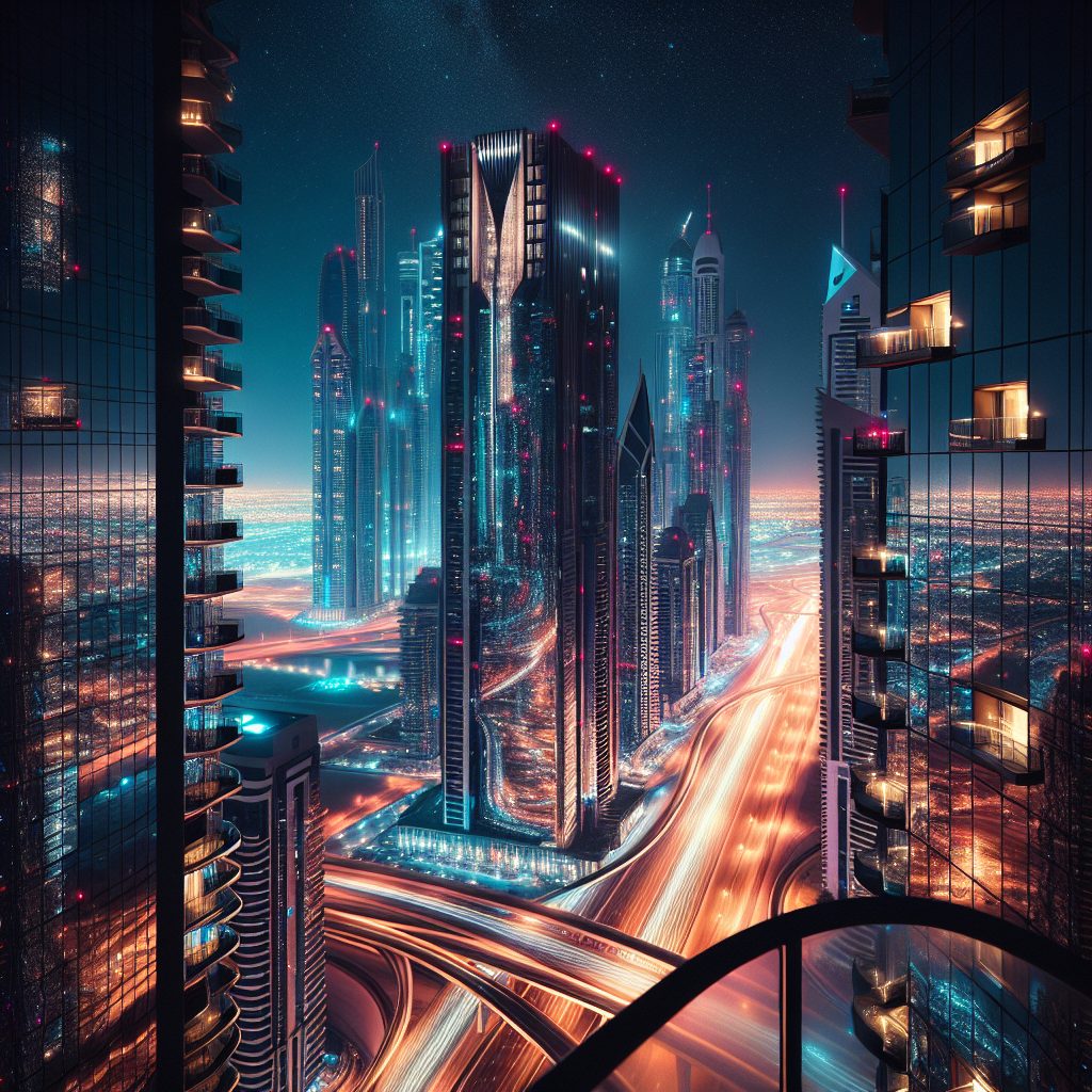 Dubai Vertical Suites Facing City Lights Glow