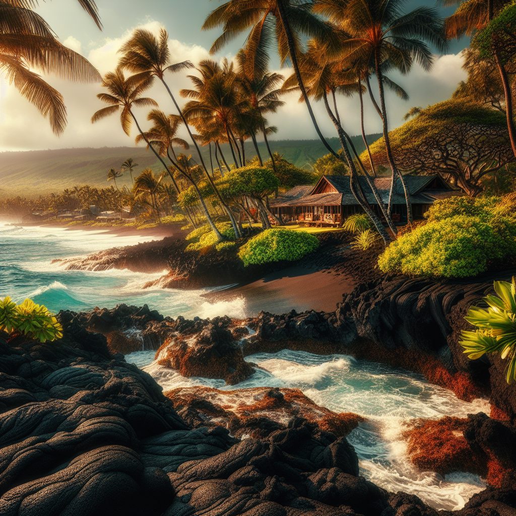 Hawaii Lava Shore Retreats with Tropical Breeze