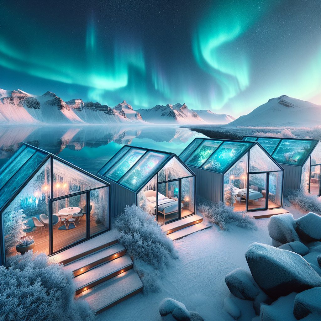 Iceland Glass Horizon Villas Beneath Aurora Lights