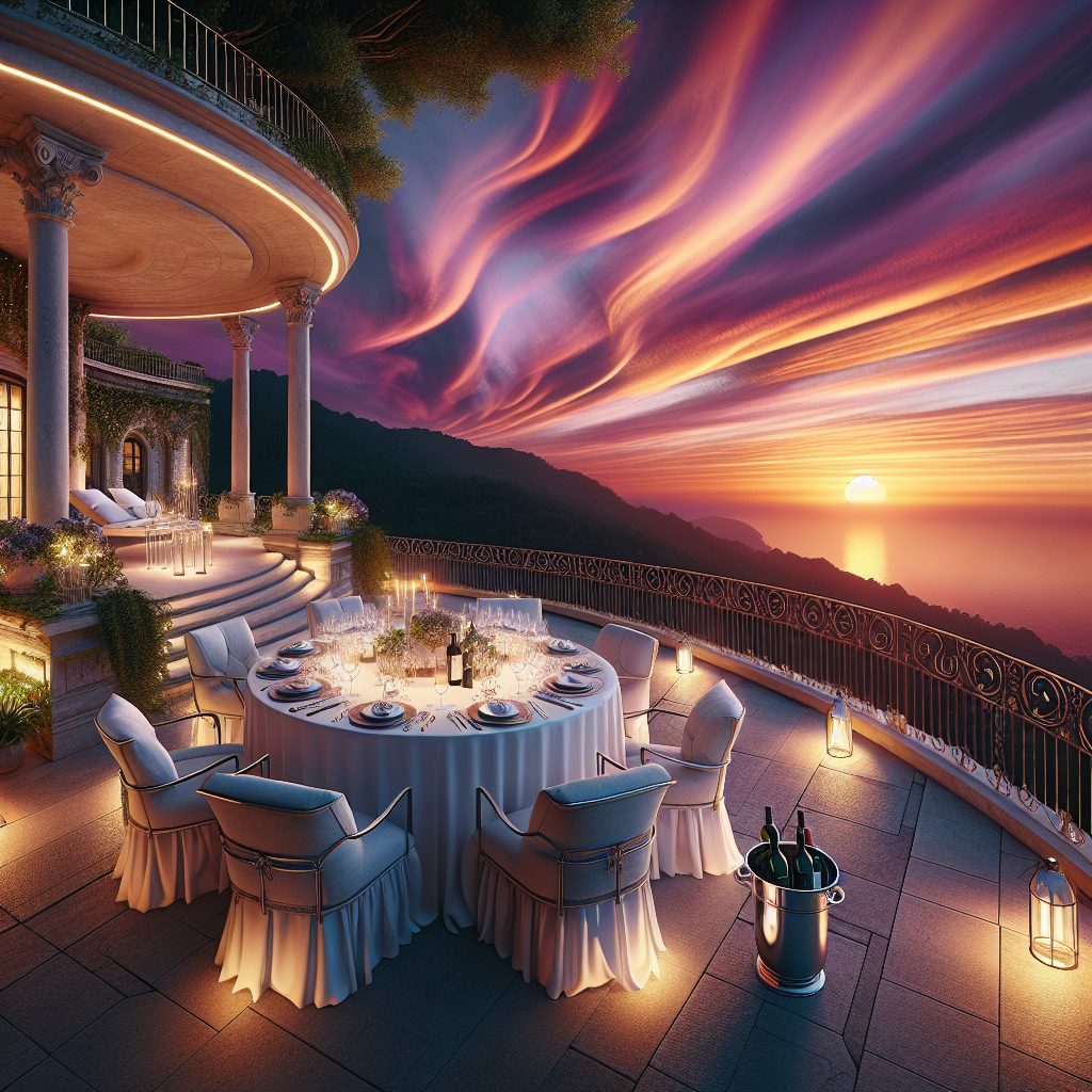 Luxe Terrace Travel for Sunset Dining and Elegant Scenery