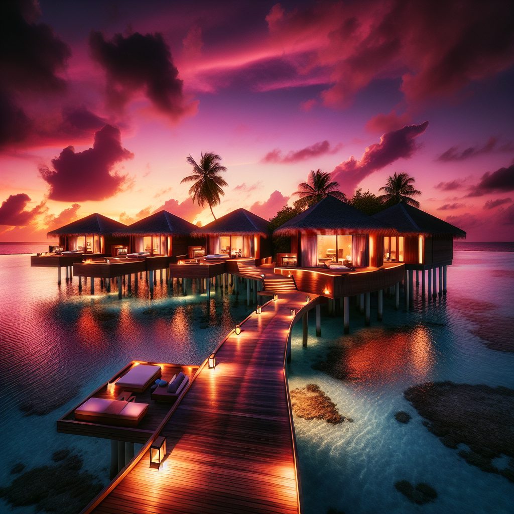 Maldives Twilight Deck Villas with Evening Glow