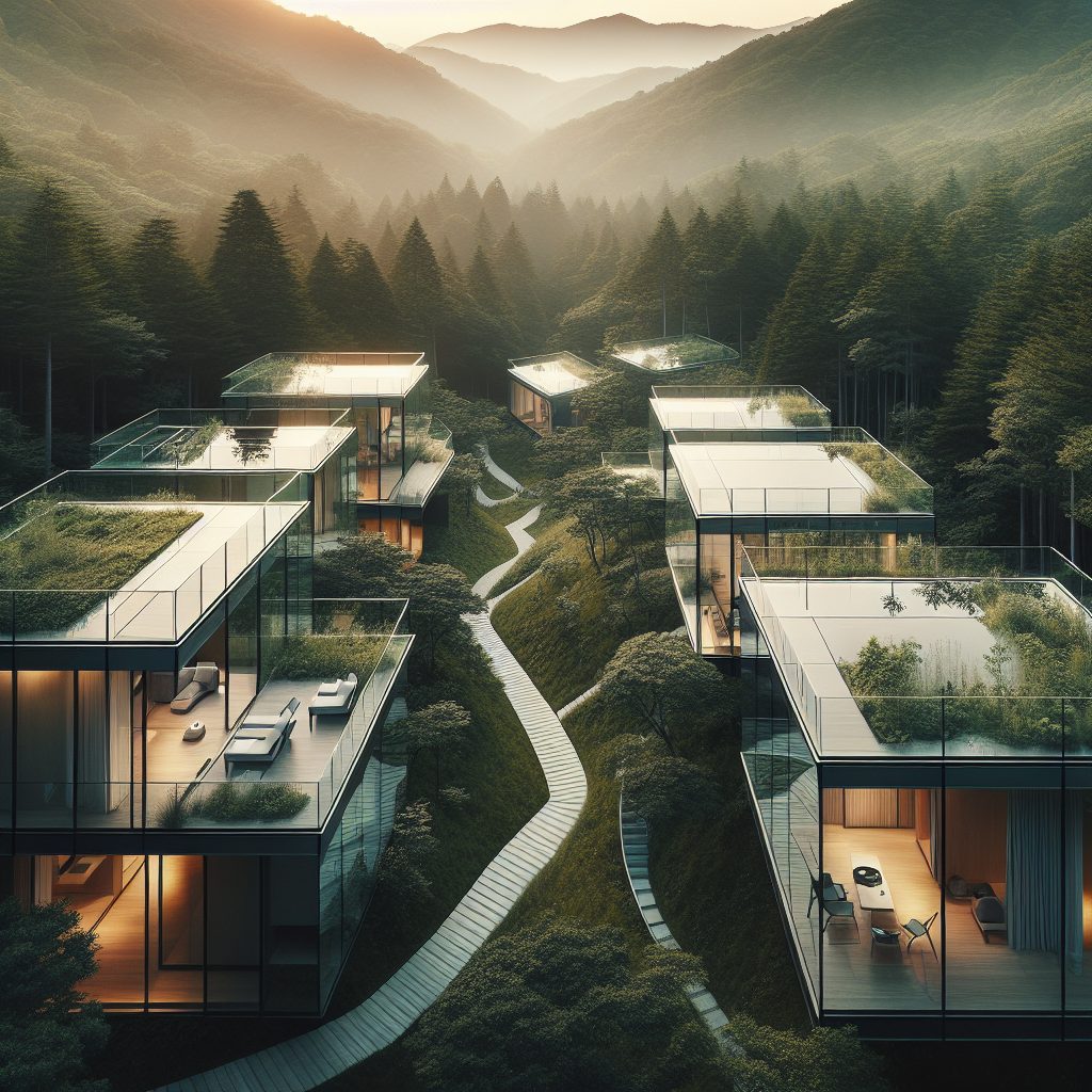Modern Glass Villas in Japan With Scenic Forest Views