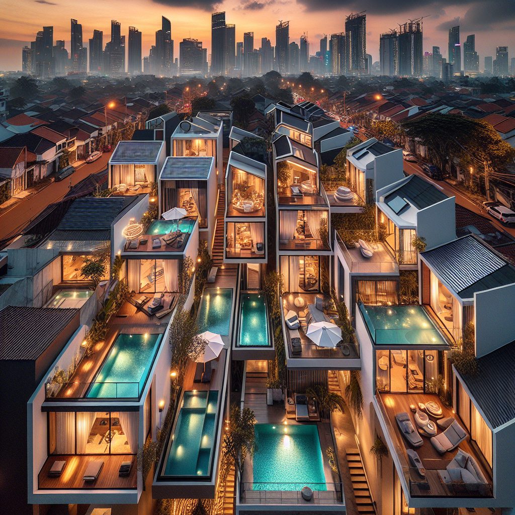 Modern Villas in Jakarta With Rooftop Pool Concept
