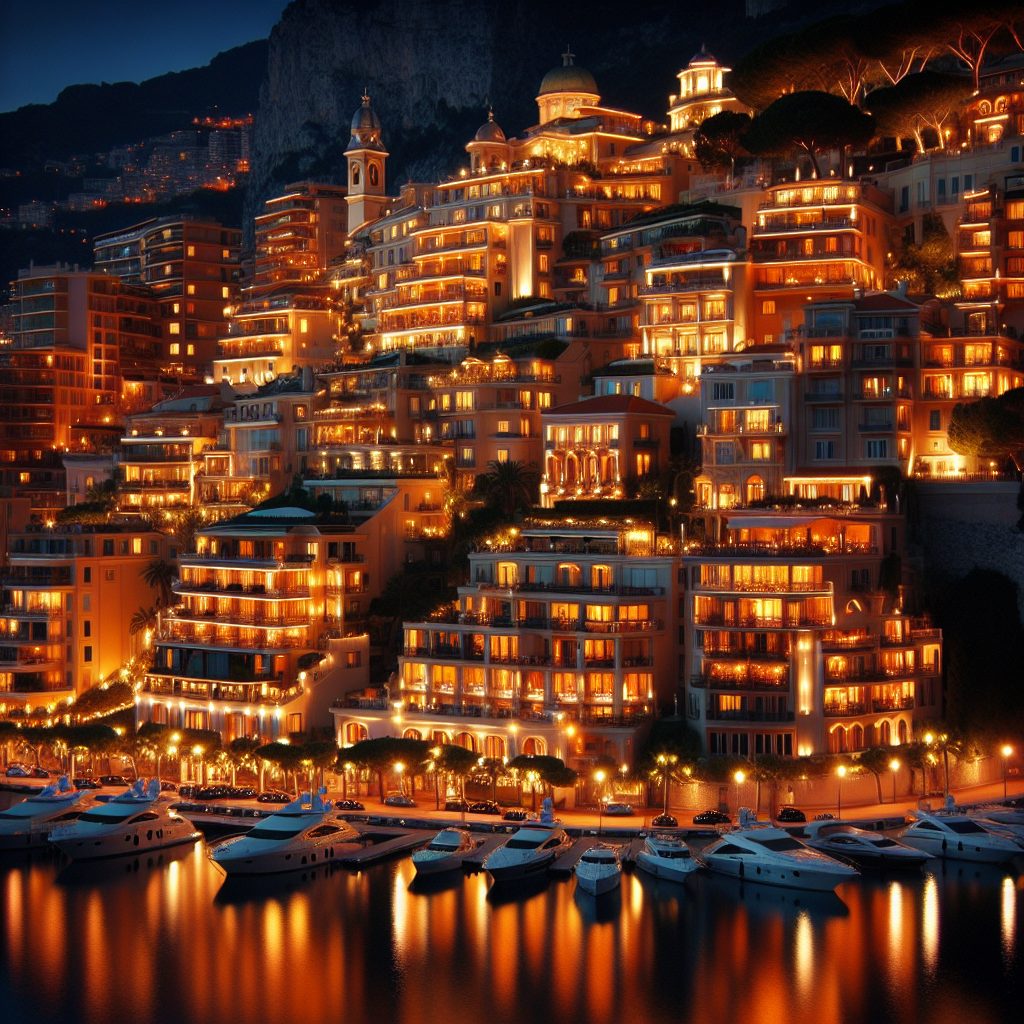 Monte Carlo Harbor Glow Villas Facing Night Lights