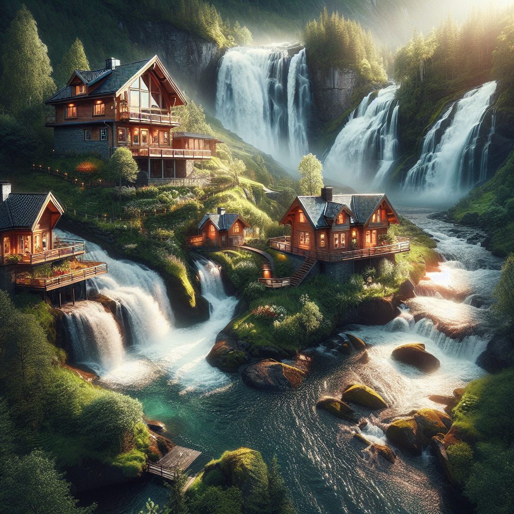 Norway Cascade Villas Near Flowing Waterfalls