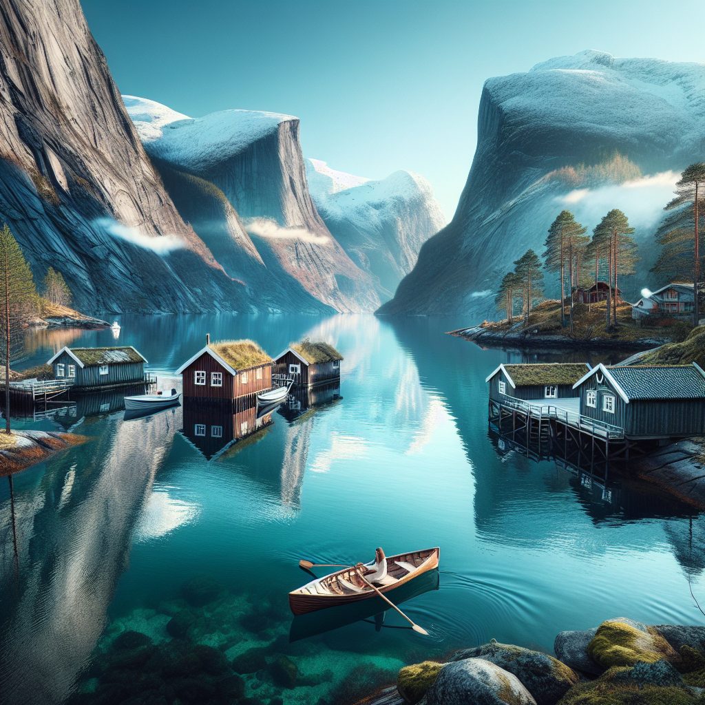 Norway Fjord Calm Retreats with Water Mirror