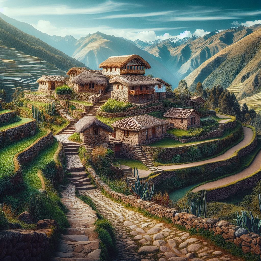 Peru Stone Path Villas Near Ancient Terraces
