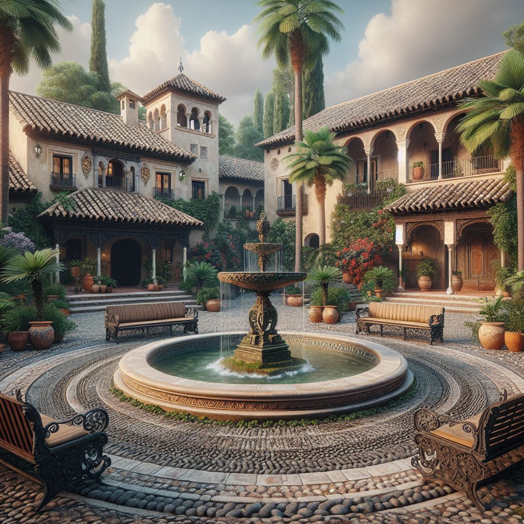 Spain Fountain Villas with Central Courtyard