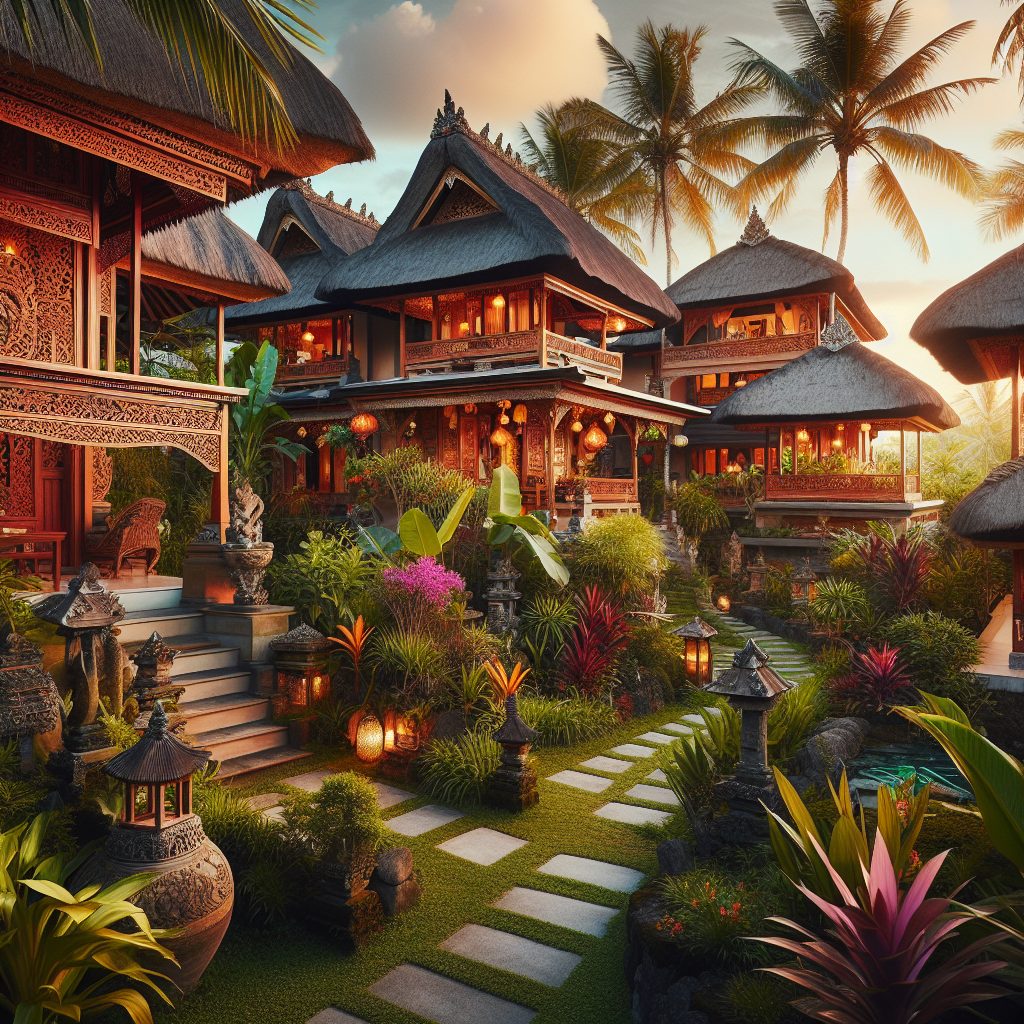 Traditional Balinese Villas With Open Living and Tropical Garden