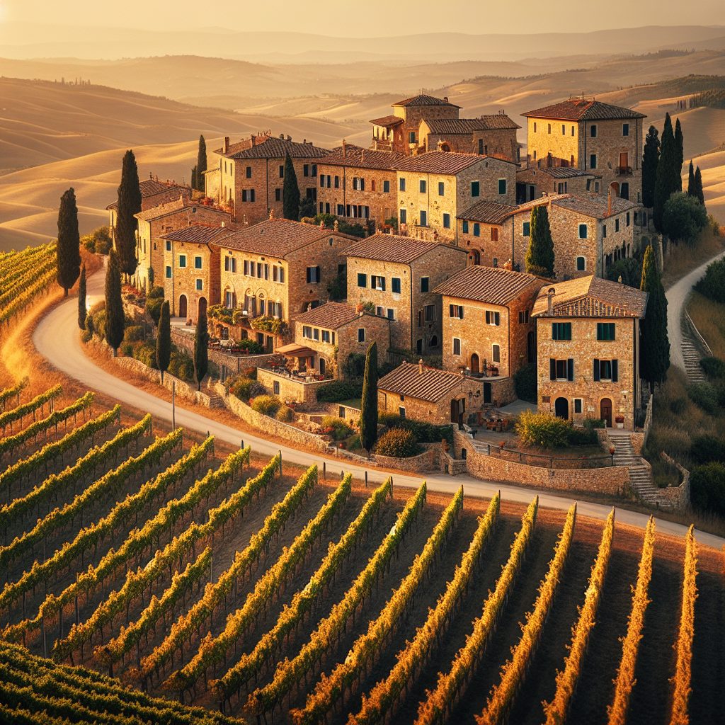Tuscany Stone Ridge Villas Overlooking Golden Vine Fields